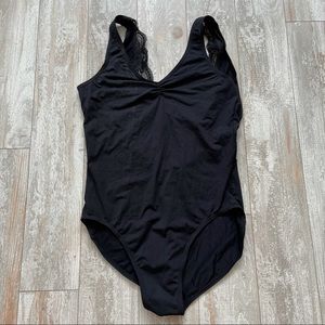 BLACK BALERA LACE BACK LEOTARD